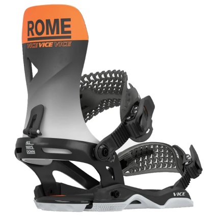 Rome Vice Black Orange Mens AsymWrap Snowboard Bindings